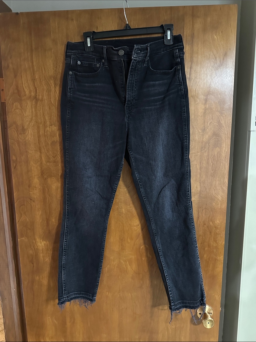 GAP Vintage Slim High-Rise Black Wash Jeans with Frayed Hem
